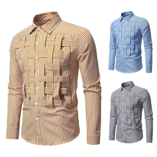 Herren elegantes Hemd mit strukturiertem Streifenmuster EB