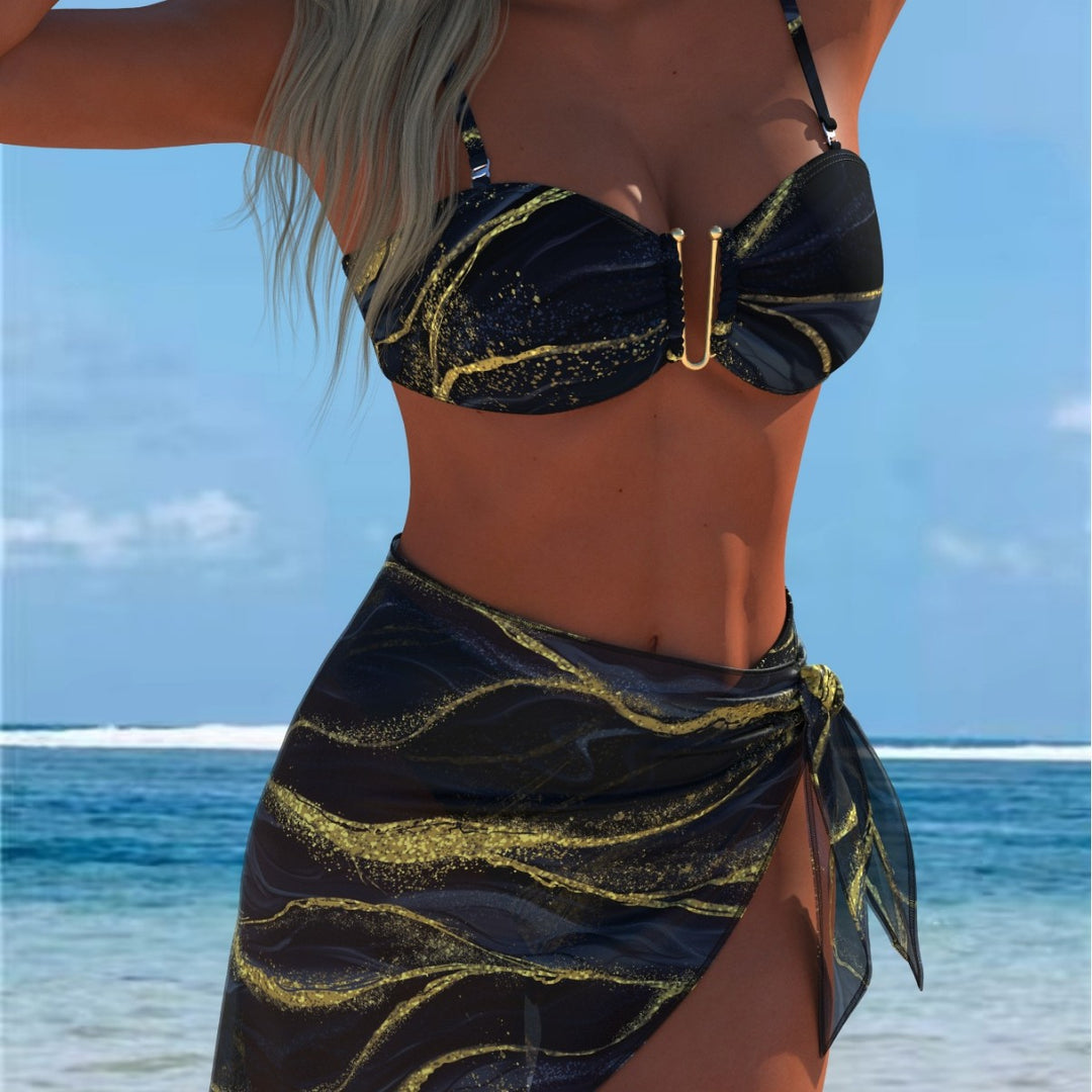 Damen Bikini-Set mit elegantem Balconette-Oberteil und modischem Wickelrock EB