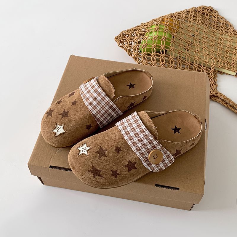 Damen Bequeme Slipper mit Sternenmotiv und verstellbarem Riemen EB