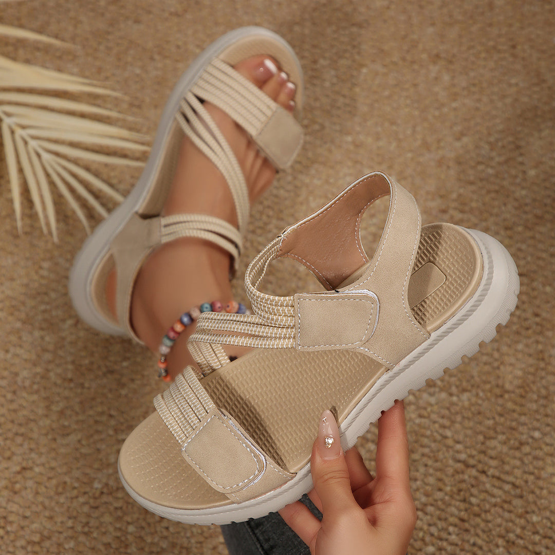 Damen Bequeme Sport-Sandalen mit elastischen Riemen und rutschfester Laufsohle EB