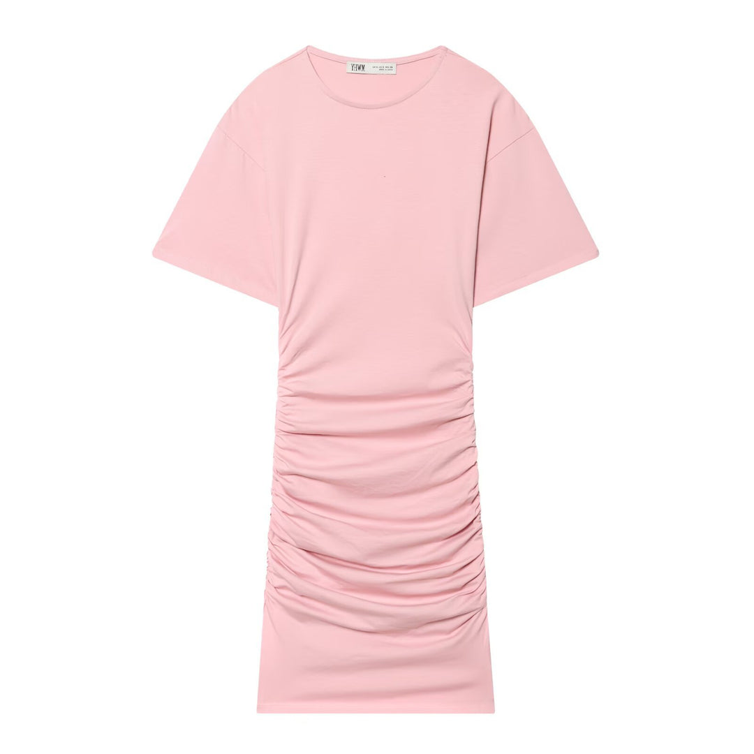 Damen Midikleid mit eleganter Raffung und weitem Kurzarm EB