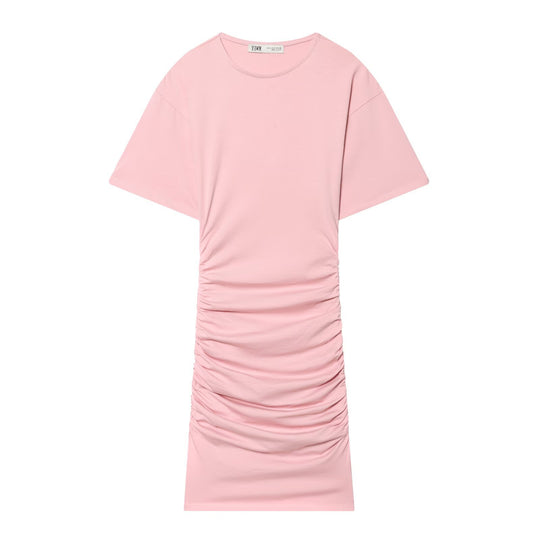 Damen Midikleid mit eleganter Raffung und weitem Kurzarm EB