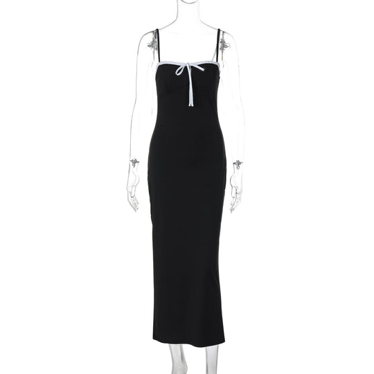 Damen Schickes Casual-Midikleid mit verstellbaren Spaghetti-Trägern EB