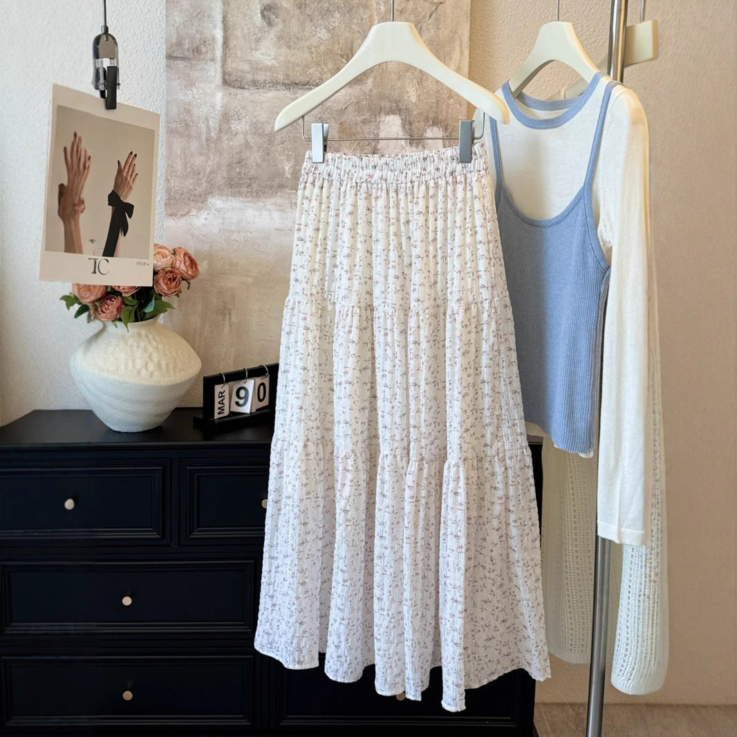 Damen Maxirock mit romantischem Blumenmuster und lässigem Design EB