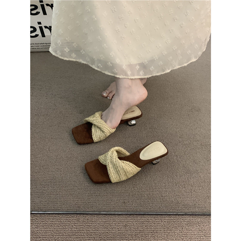 Damen bequeme Zehensandalen mit elegantem geflochtenem Design EB