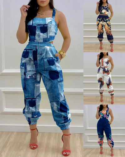 Damen lässiger Overall mit floralem Design EB