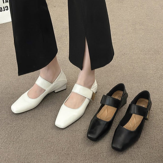 Damen elegante Mary Jane Ballerinas mit modischer Schnalle und komfortablem Fußbett EB