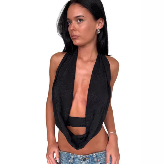 Damen Verspieltes Bauchfreies Top mit asymmetrischen Rüschendetails EB