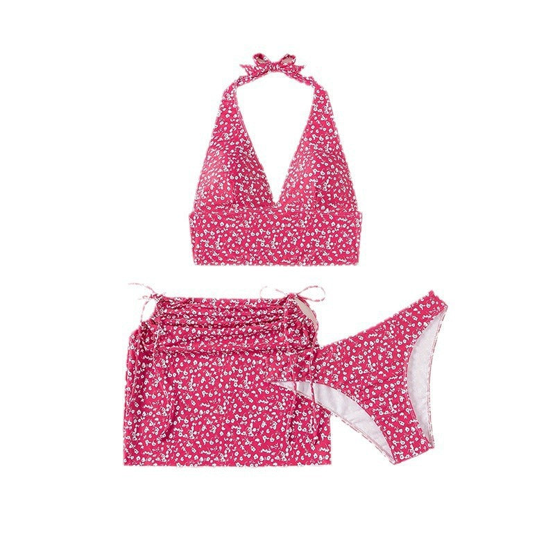 Damen Triangle-Bikini-Set mit hochgeschlossenem Oberteil und floralem Design EB