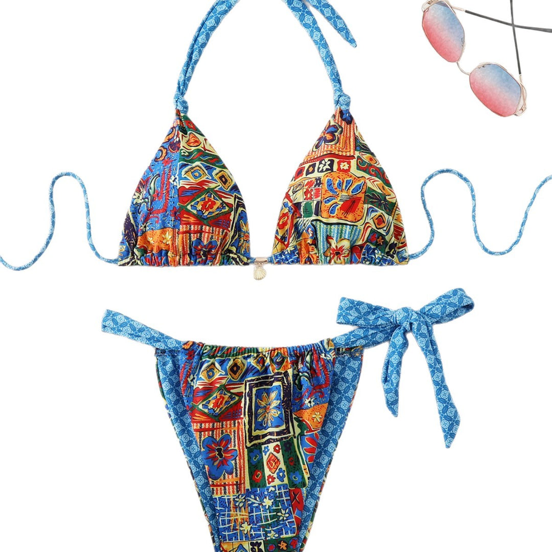 Damen Triangel-Bikini mit verspieltem Mustermix EB