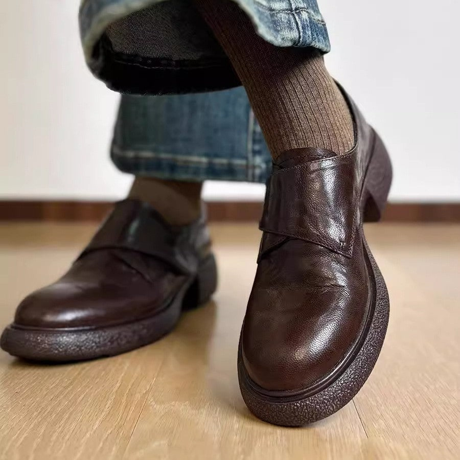 Damen modische Halbschuhe mit verstellbarem Klettverschluss und robustem Blockabsatz EB