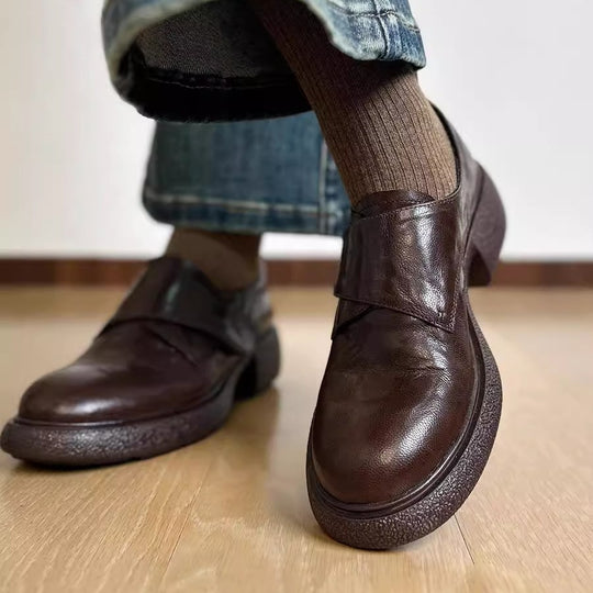 Damen modische Halbschuhe mit verstellbarem Klettverschluss und robustem Blockabsatz EB