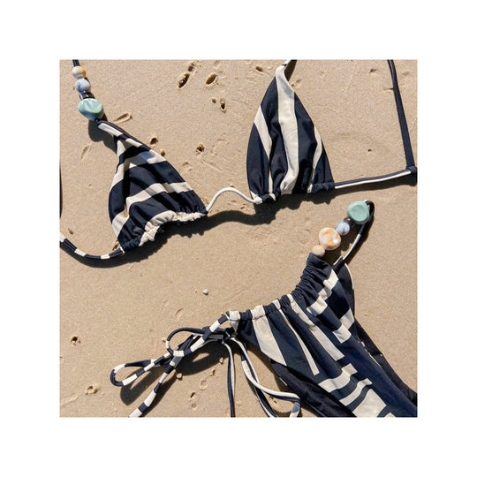 Damen Triangel-Bikini mit raffinierter Schnürung und Kontraststreifen EB