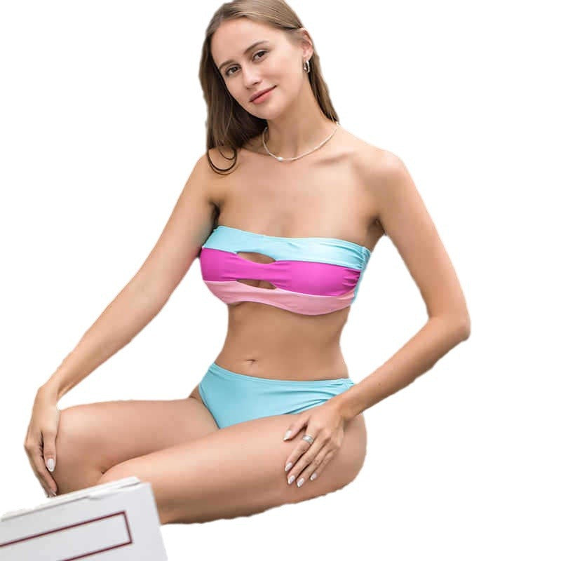 Damen Bandeau-Bikini mit Cut-Out-Design und hohem Bund EB