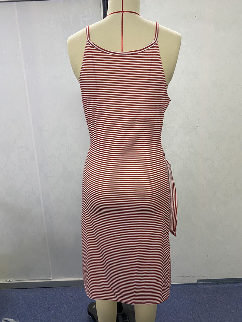 Damen Wickelkleid mit auffälligem Streifenmuster und taillierter Silhouette EB