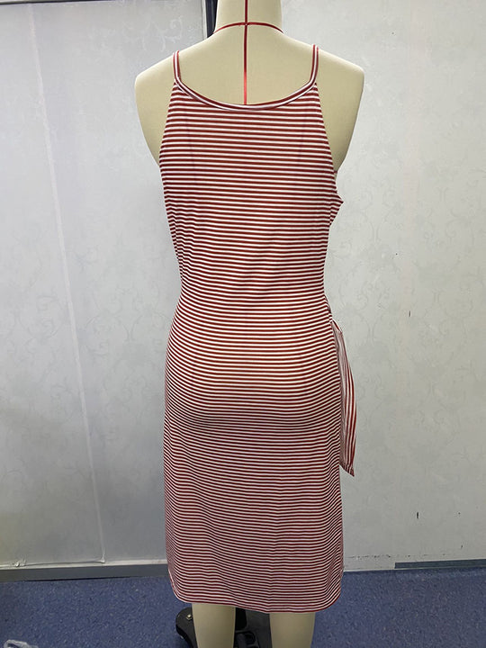 Damen Wickelkleid mit auffälligem Streifenmuster und taillierter Silhouette EB