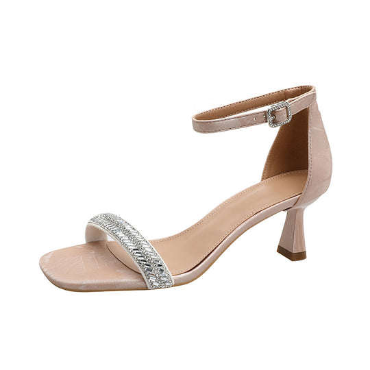 Damen elegante Sandaletten mit funkelndem Riemendesign EB