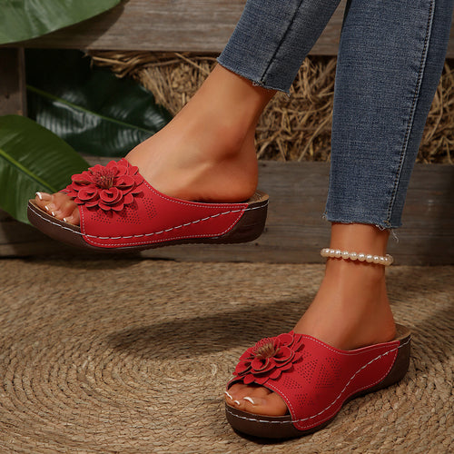 Damen Mules mit floralem Dekor und atmungsaktivem Obermaterial EB