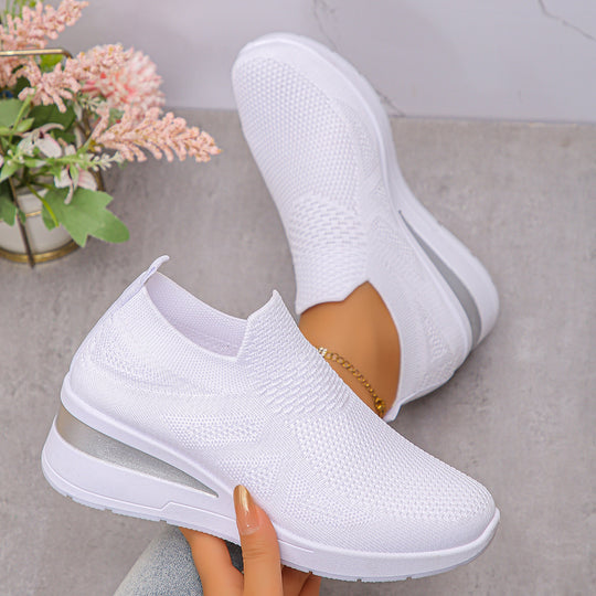 Damen Komfortable Wedge-Sneaker aus atmungsaktivem Strickmaterial EB