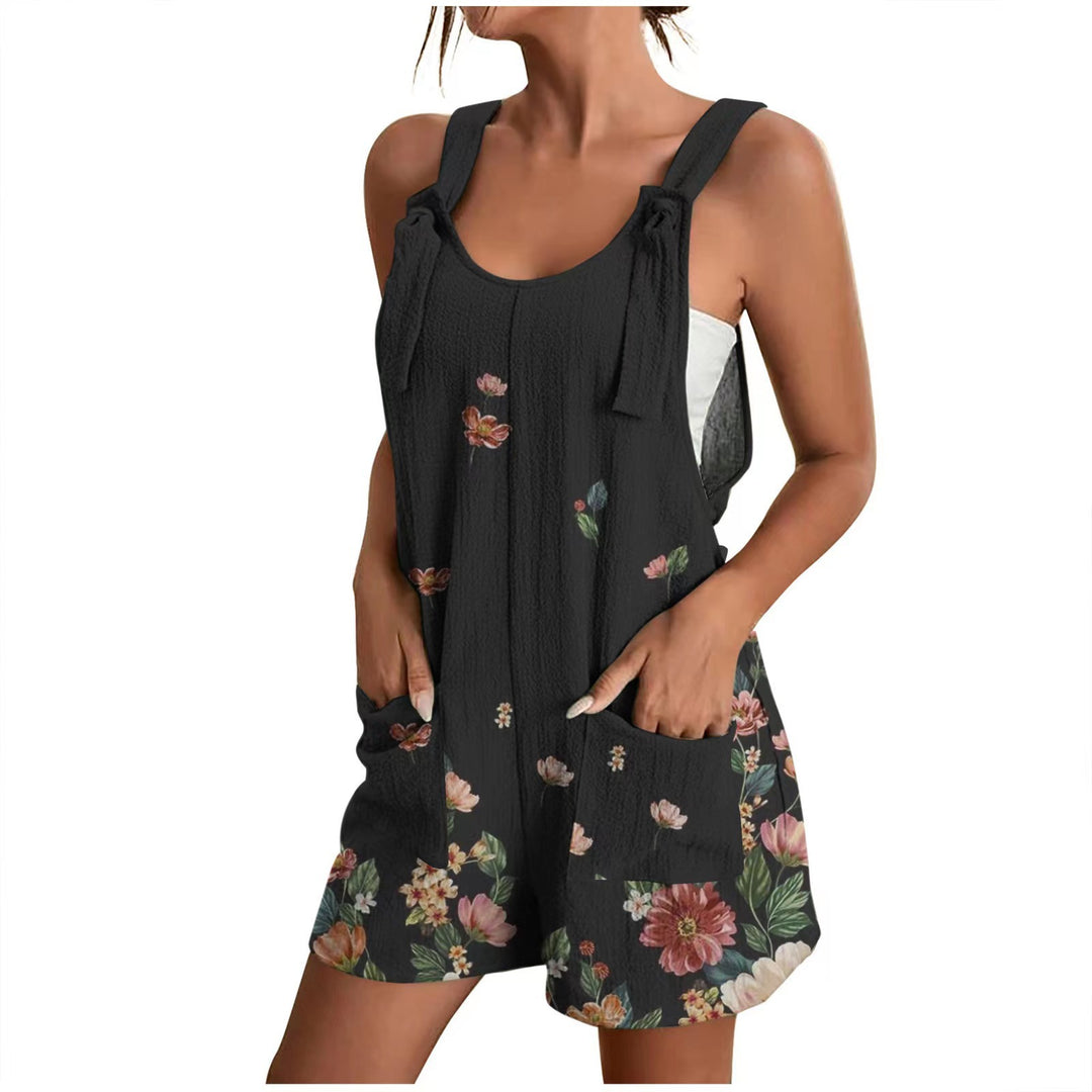 Damen lässiger Overall mit floralem Design und praktischen Taschen EB