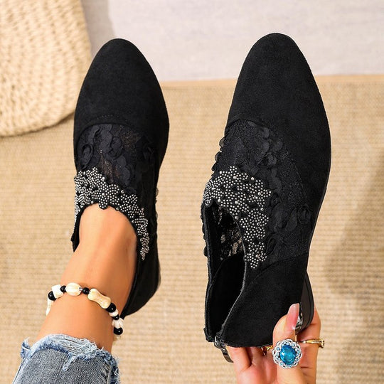 Damen Elegante und filigrane Ballerinas mit floralen Details EB