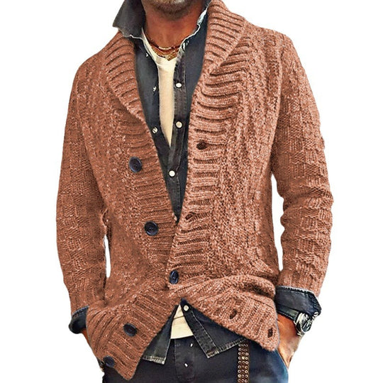 Herren Strickjacke mit großem Schalkragen und strukturiertem Design EB