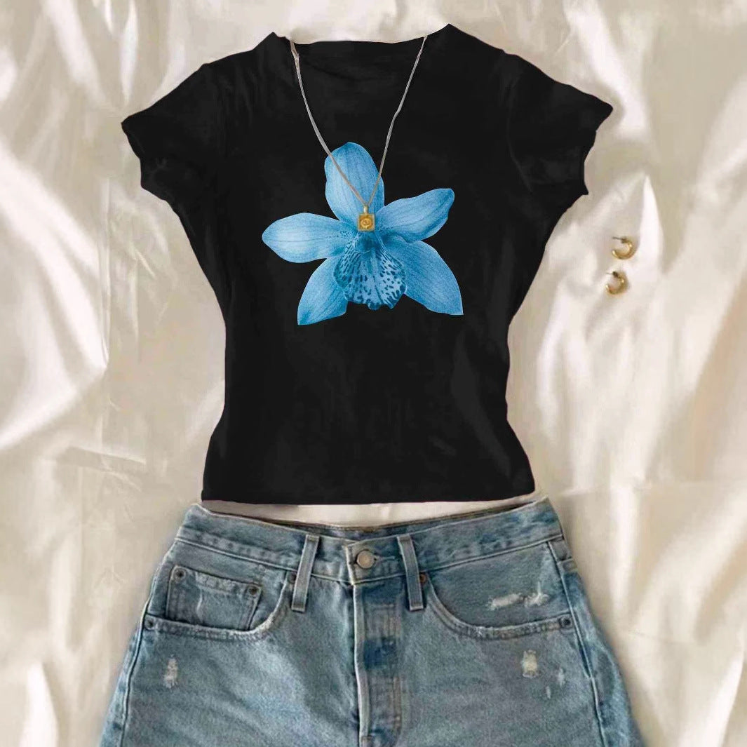 Damen Crop-T-Shirt mit floralem Druck und lässigem Schnitt EB