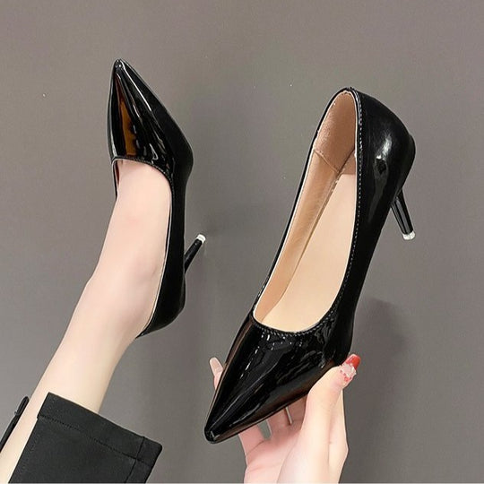 Damen Spitzen High Heels mit glänzender Oberfläche EB