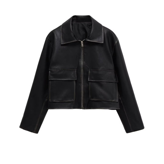 Damen Kurzgeschnittene jacke mit Taschen EB