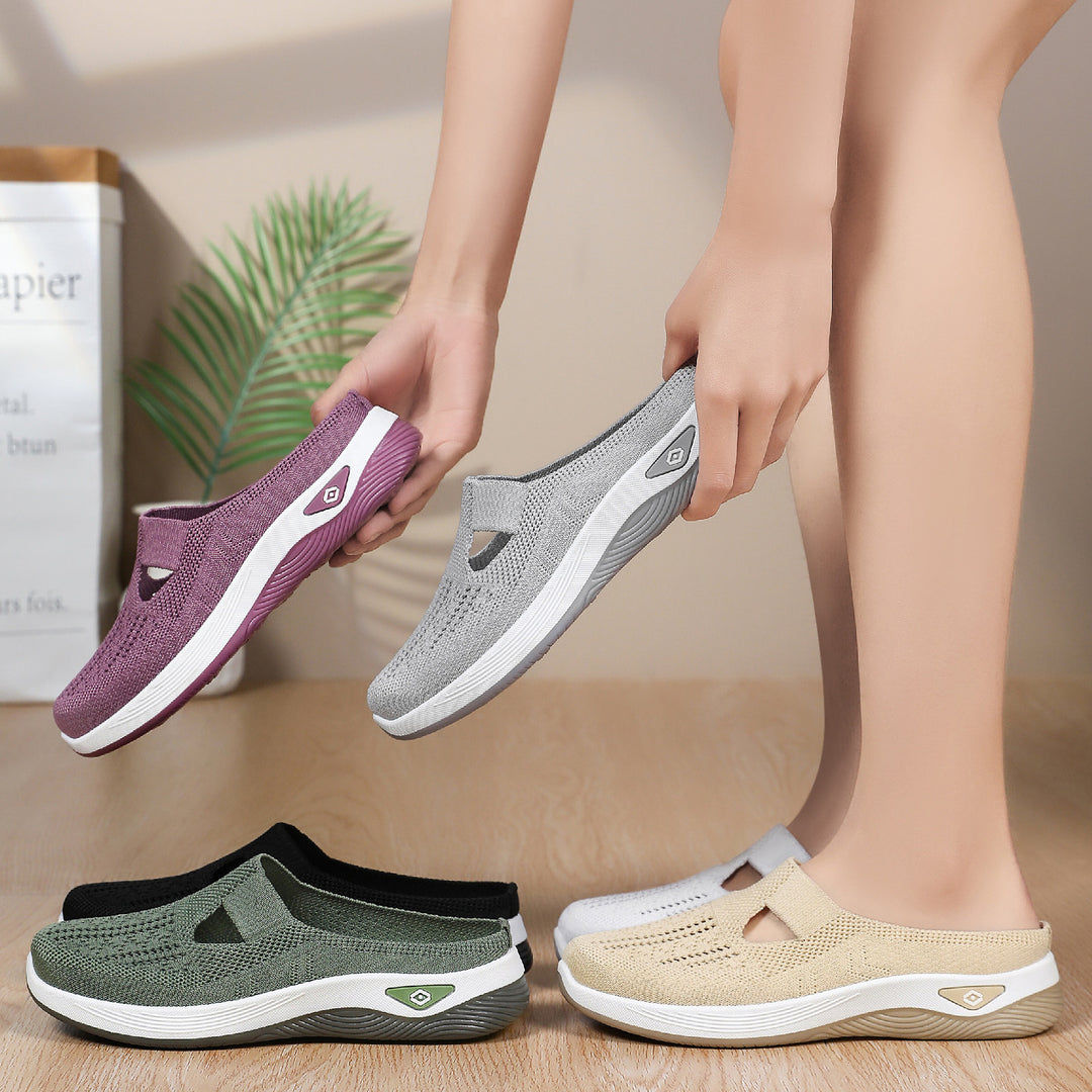 Damen Slip-On Freizeitschuhe mit atmungsaktivem Obermaterial und rutschfester Sohle EB