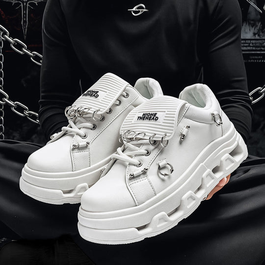 Unisex Plateau-Sneaker im Punk-Urban-Stil mit Metallringen und markanter Profilsohle EB