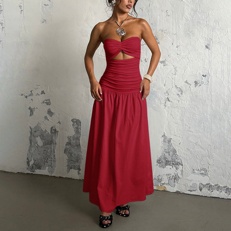 Damen Maxikleid mit schicker Schnittführung und raffiniertem Bauch-Detail EB
