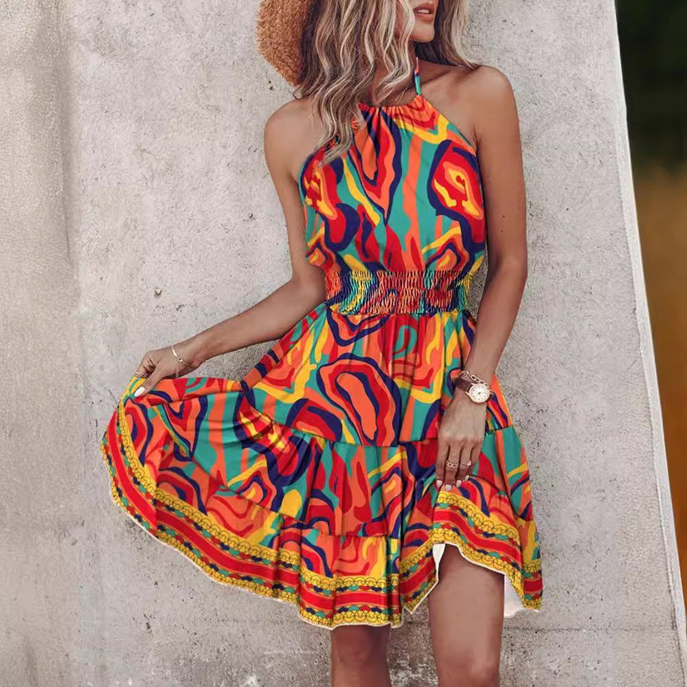 Damen Trendiges Kleid mit Raffung und asymmetrischem Saum EB
