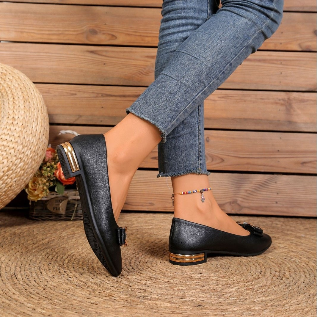 Damen Elegante Ballerinas mit glänzendem Schleifen-Detail EB