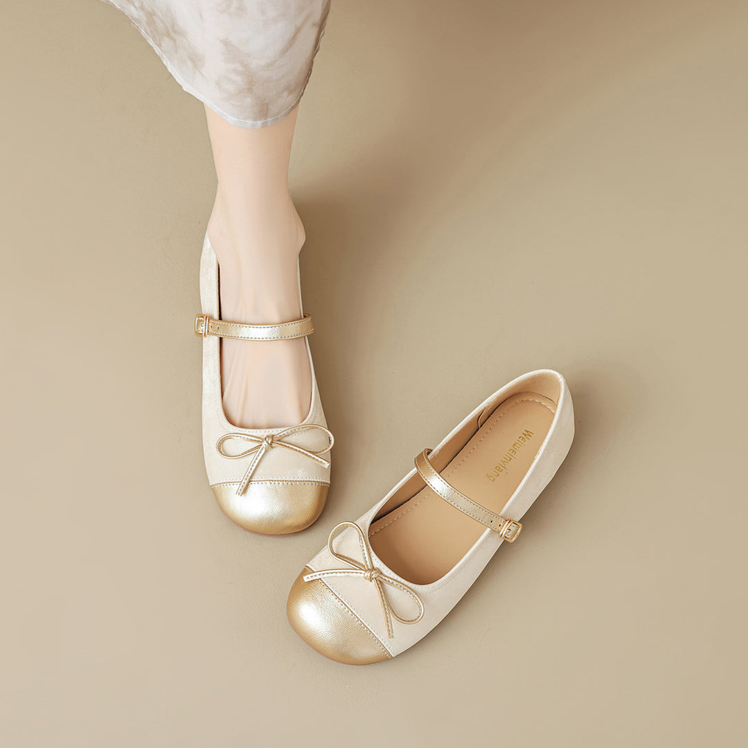 Damen Ballerinas mit dekorativem Riemchen und eleganter Schleifenapplikation EB