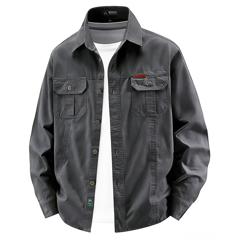 Herren nan leichte Overshirt-Jacke mit Klappbrusttaschen und klassischem Hemdkragen EB