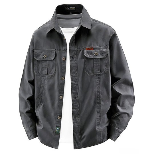 Herren nan leichte Overshirt-Jacke mit Klappbrusttaschen und klassischem Hemdkragen EB
