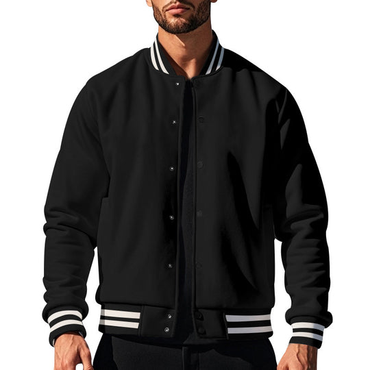 Herren nan College-Strickjacke im Retro-Look mit Rippkragen, Druckknopfverschluss und Eingrifftaschen EB