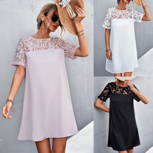 Damen Kleid mit Spitzenärmel EB