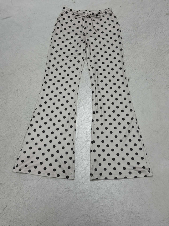 Damen nan ausgestellte Highwaist-Jerseyhose mit Punktmuster und Kordelzugbund EB