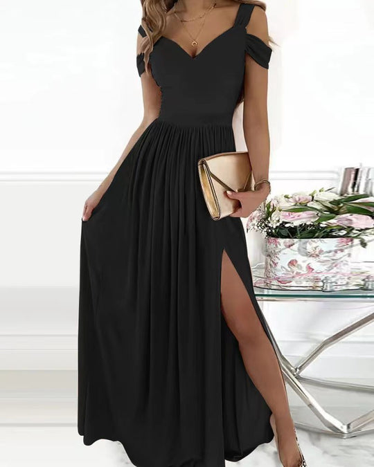 Damen Maxikleid mit elegantem Farbverlauf und schulterfreien Ärmeln EB