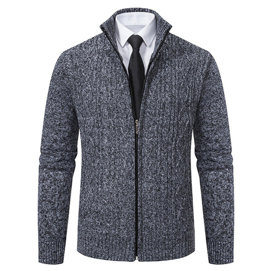 Herren Strickjacke mit hohem Kragen und Reißverschluss EB