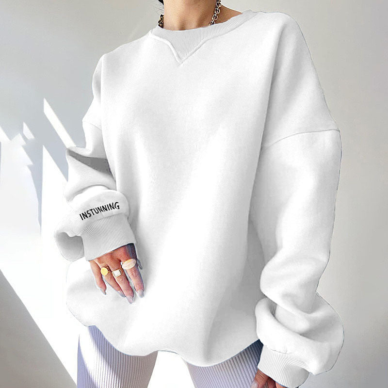 Damen lässiger Oversized Sweatshirt mit Raglanärmeln und besonderen Detailnähten EB