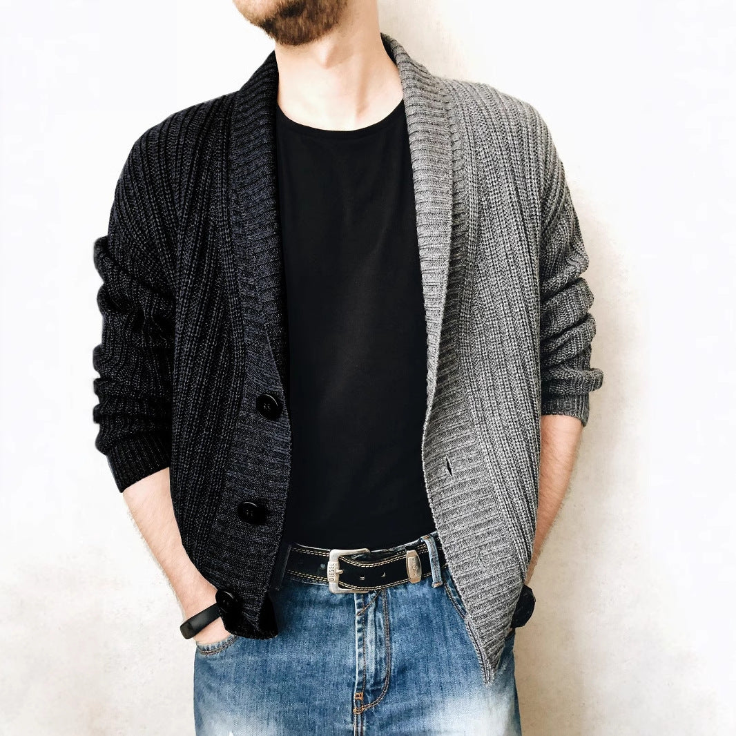 Herren Strickjacke mit modernem Strukturmuster und großen Knöpfen EB
