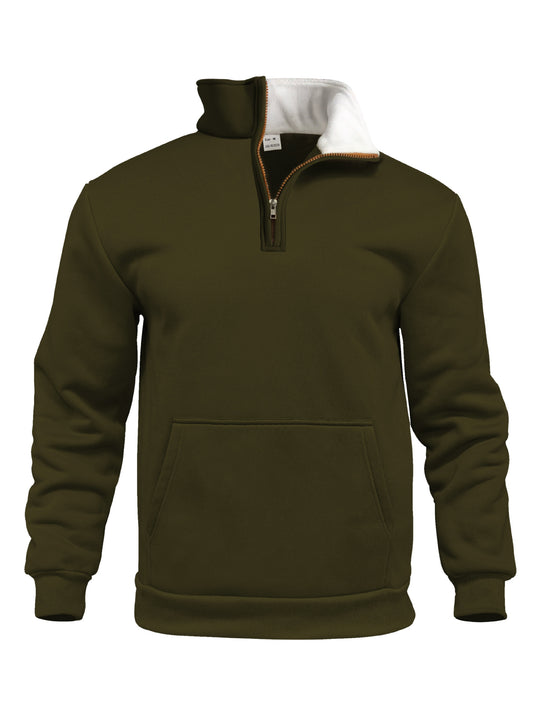 Herren sportlicher Kapuzenpullover mit halbem Reißverschluss und praktischer Kängurutasche EB