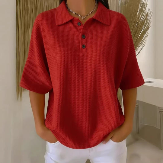 Damen sportliches Poloshirt aus Waffelpiqué EB