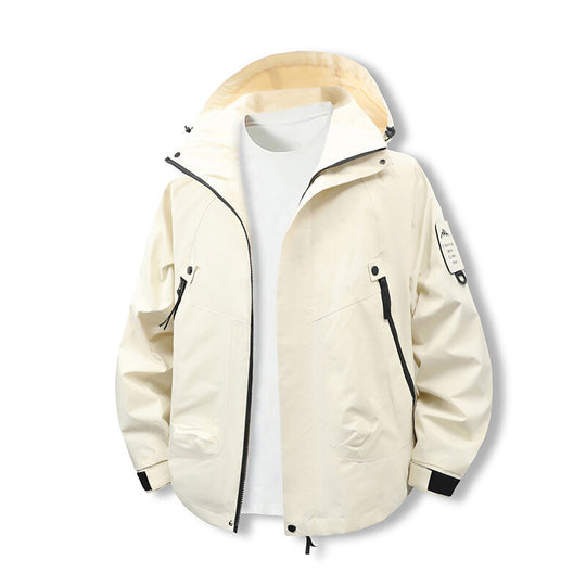 Herren funktionale Outdoor-Jacke mit verstellbarem Kapuzenbereich und zahlreichen Taschen EB