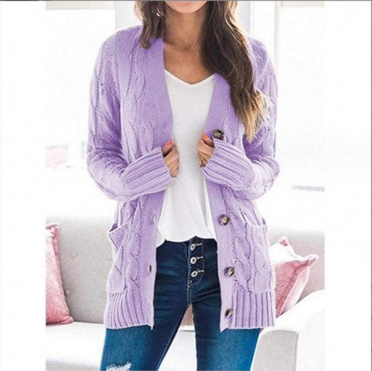 Damen Strickjacke mit strukturiertem Kabelmuster und praktischen Taschen EB