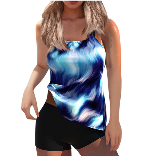 Damen Sportliches Tankini-Set mit stylischem Oberteil und bequemen Shorts EB