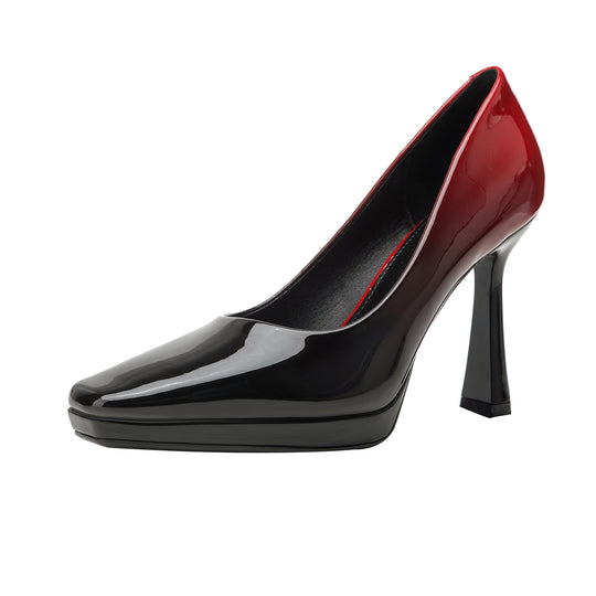 Damen Hochglanz Pumps mit quadratischem Zehenbereich und elegantem Konturdesign EB